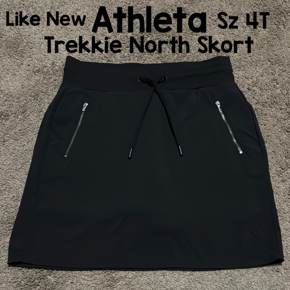 Like New Athleta Trekkie North Skort-Sz 4T-Black-Pockets-Waist Ties